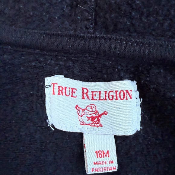 True Religion | Black Full Zip Hoodie | Baby 18 Months - Picture 4 of 6